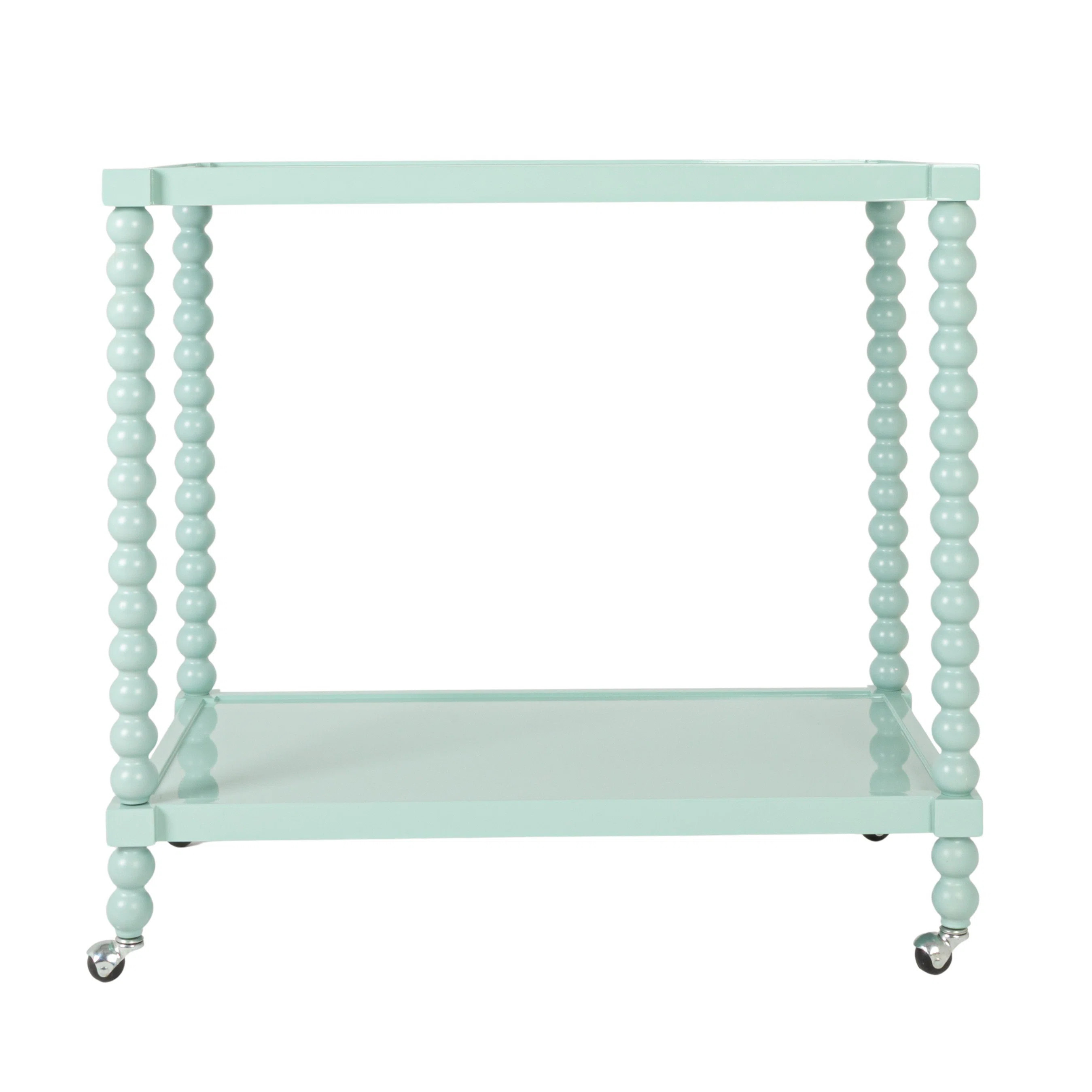 Foskey Rubberwood 2-Tier Bar Cart On Wheels | Wayfair North America