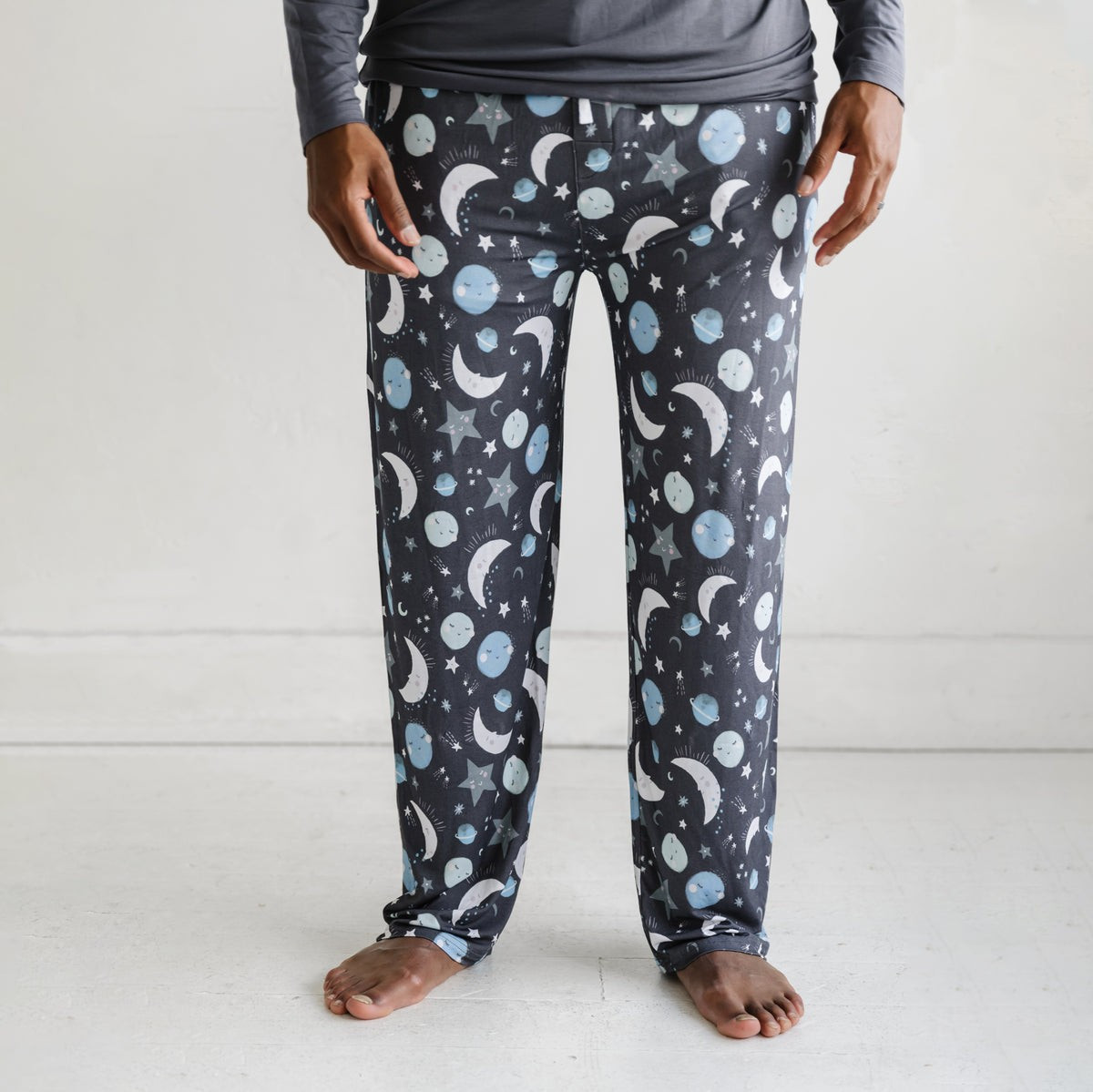 Blue to the Moon & Back Men's Bamboo Viscose Pajama Pants | Little Sleepies
