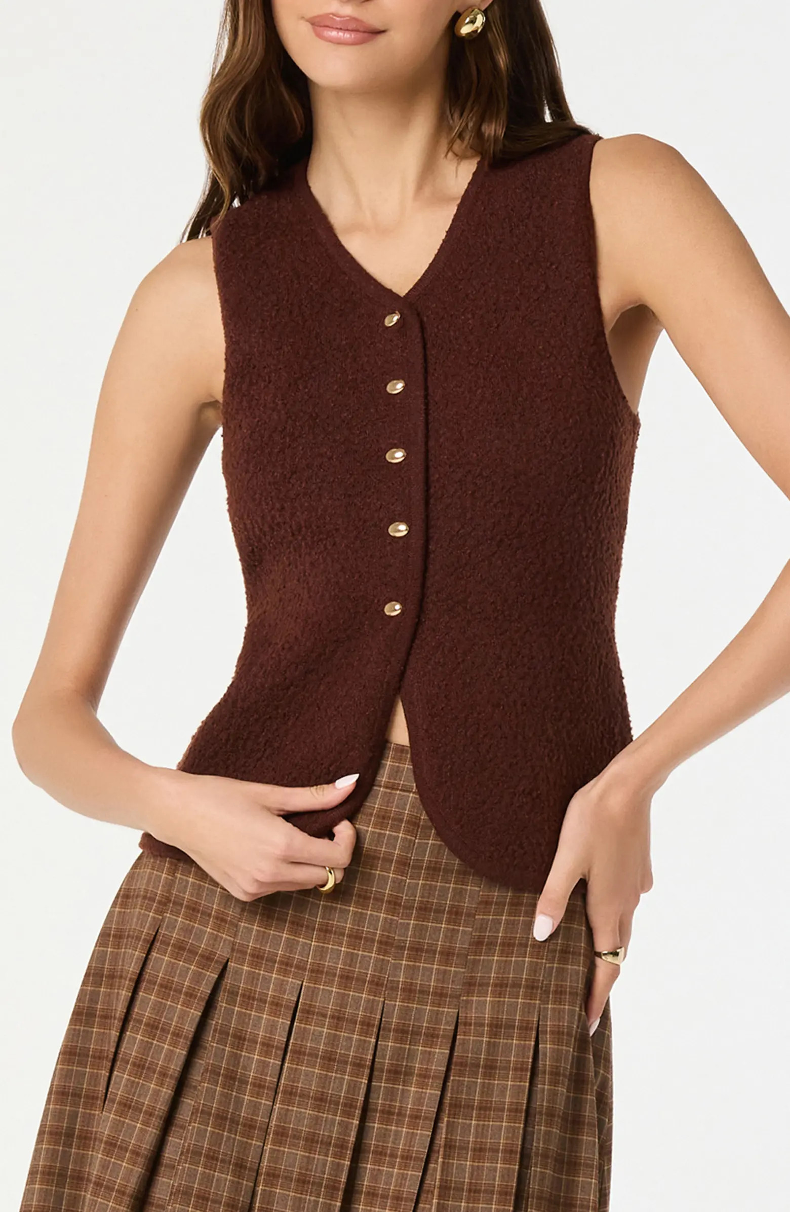 ASTR the Label Textured Longline V-Neck Vest | Nordstrom | Nordstrom