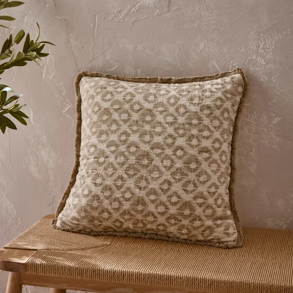Geometric Matalasse Cotton Square Cushion Cover | Dunelm