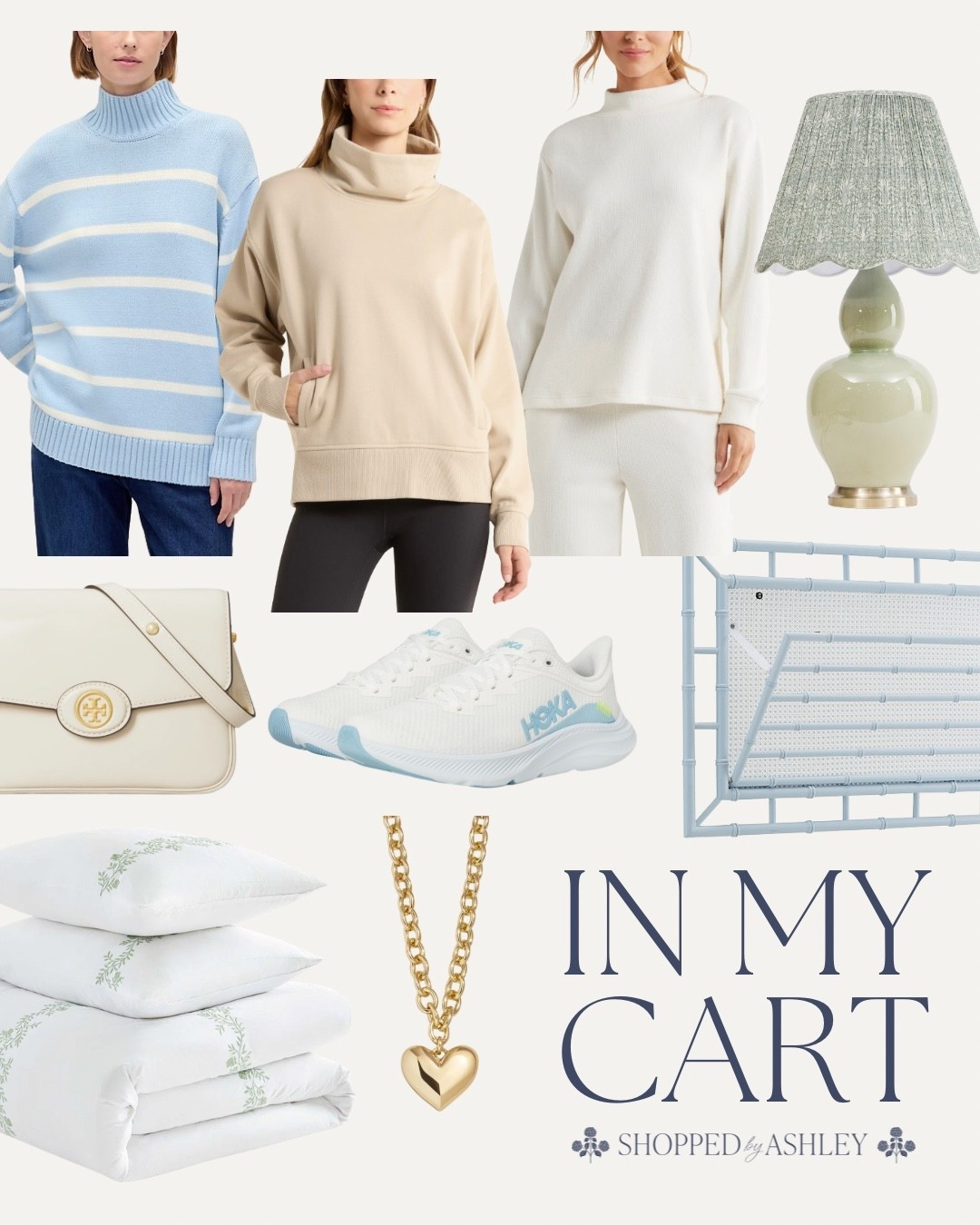 What’s in my cart right now is a mix of cozy neutral sweaters, a soft matching lounge set, a classic striped knit, and everyday basics that feel easy but pulled together. I’m also loving a few timeless finds like a green ceramic lamp with a pleated shade, crisp white bedding, and simple gold jewelry.

It’s all about comfort with a classic, preppy feel. Save this post if you love seeing what’s in my cart 🤍

what’s in my cart, in my cart ltk, neutral sweaters women, matching lounge set women, striped sweater women, cozy knit sweaters, white bedding set classic, green ceramic table lamp, pleated shade lamp, gold heart necklace, classic neutral style, preppy everyday finds

#LTKSaleAlert #LTKHome