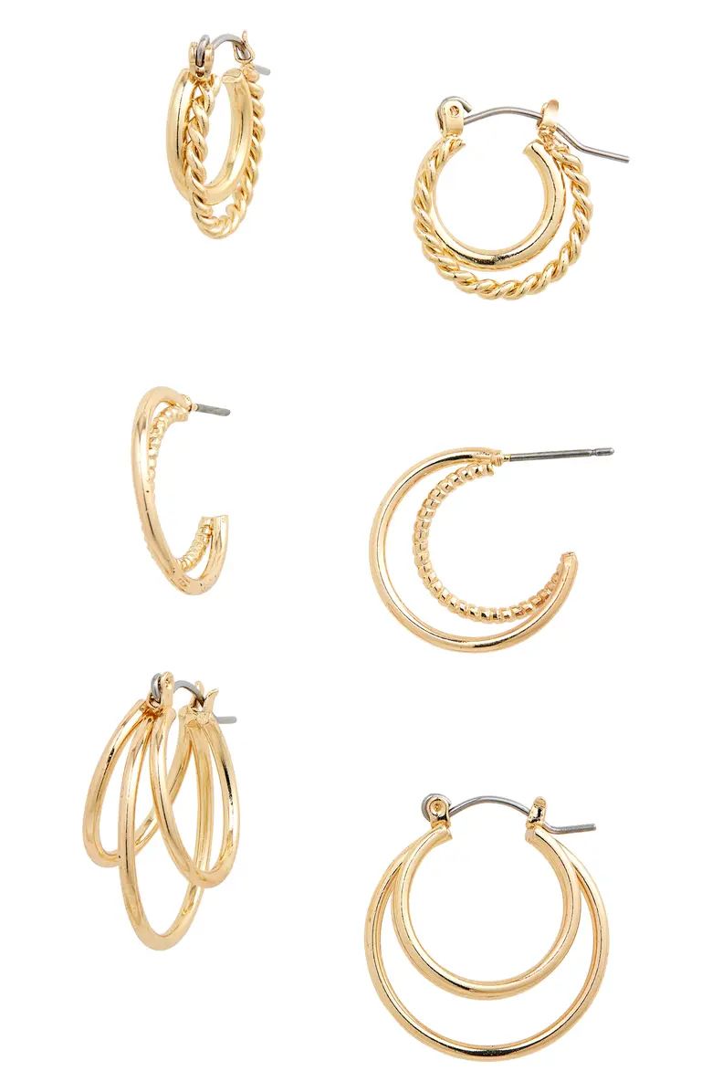 Set of 3 Assorted Hoop Earrings | Nordstrom