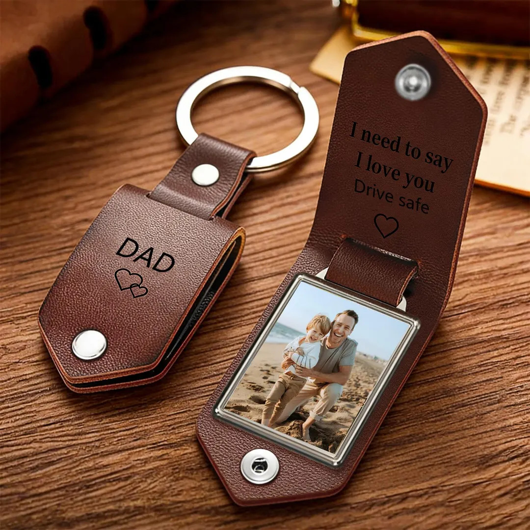 Personalized Engraved Leather Keychain With Photo,custom Picture Keyring,drive Safe Gift for Dad,... | Etsy (Global)