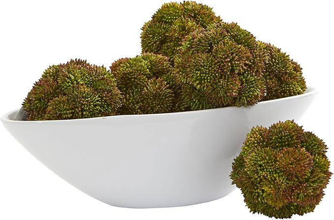 Nearly Natural 4 in. Sedum Succulent Artificial Spheres (Set of 6) Silk Plants, Green | Amazon (US)