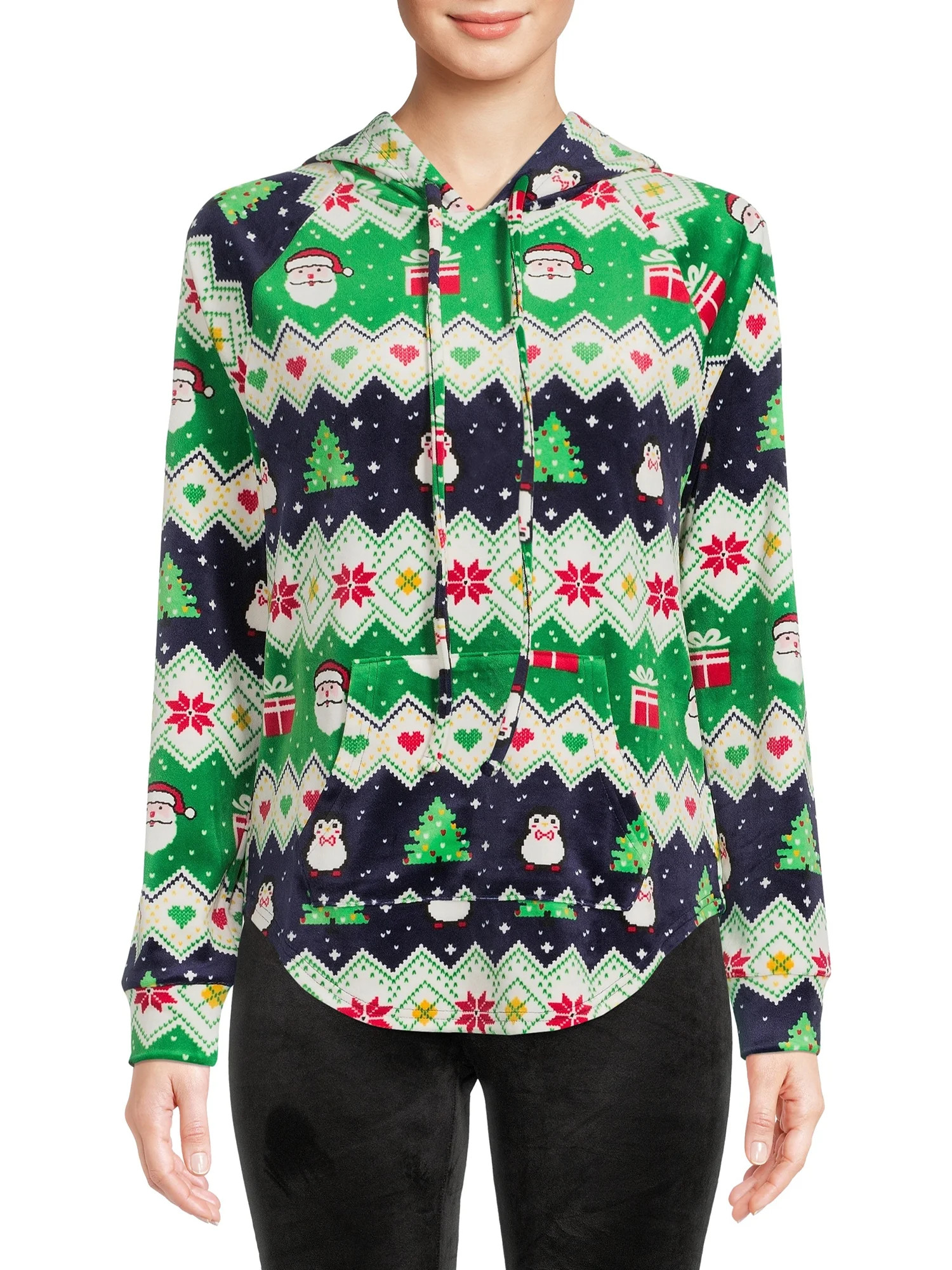 No Boundaries Juniors' Plush Pullover Holiday Hoodie | Walmart (US)