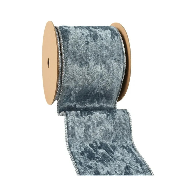 LaRibbons 4" Reversible Frosted Velvet Wired Ribbon, Blue/Blue, 10 Yard Roll | Walmart (US)