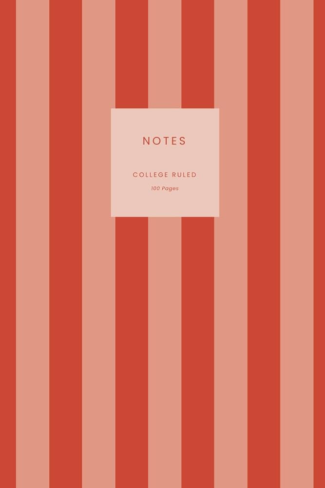 Pink and Red Bold Striped College Ruled Notebook | Soft Cover, 100 Pages, 6"x9" | Amazon (US)