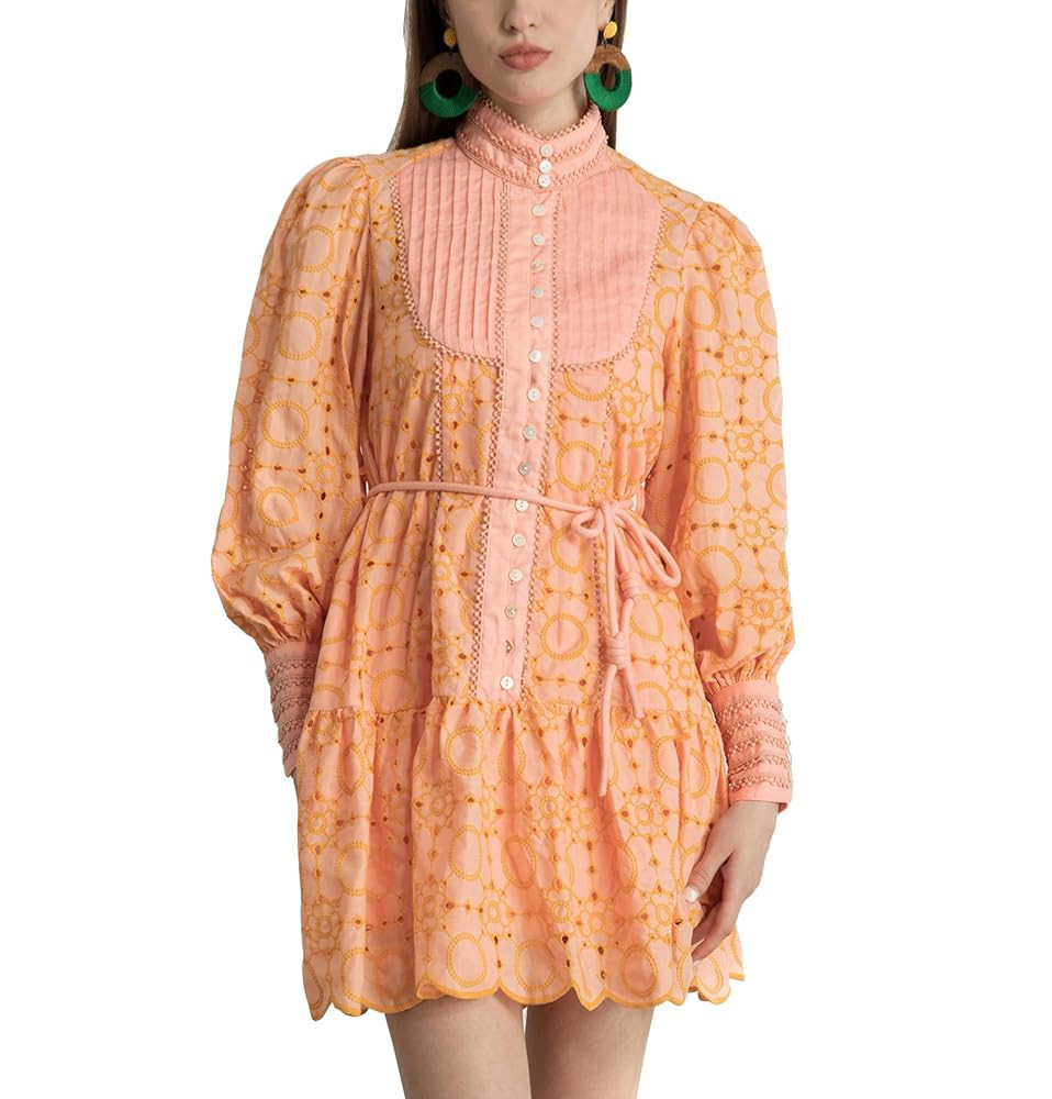 Ruffle Sleeve Tunic Midi Dress Flowy Shift Sundress Sweet Babydoll Button Down Swing Skirt | Amazon (US)