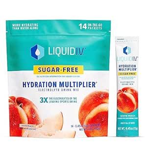 Liquid I.V. Sugar-Free Hydration Multiplier - White Peach – Powder Packets  | Electrolyte Drin... | Amazon (US)