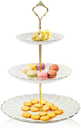 CofeLife 3 Tier Ceramic Cake Stand - Elegant Dessert Cupcake Stand - Pastry Serving Tray Platter ... | Amazon (US)