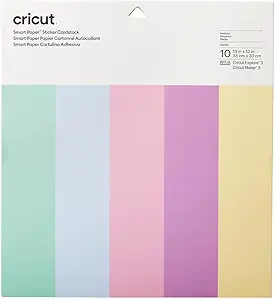 Cricut Smart Paper Sticker Cardstock | 10 Sheets | 33cm x 33cm | Pastels | Amazon (US)