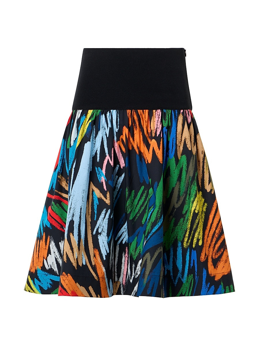 Women's Abstract Print Cotton A-Line Miniskirt - Black Multi - Size 4 | Saks Fifth Avenue