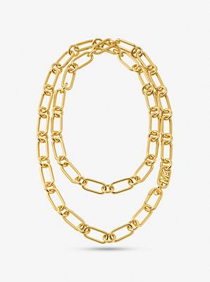 Empire Precious Metal-Plated Brass Double Chain-Link Necklace | Michael Kors US