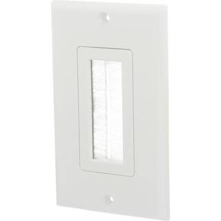 Brush Pass-Through Wall Plate, White | The Home Depot