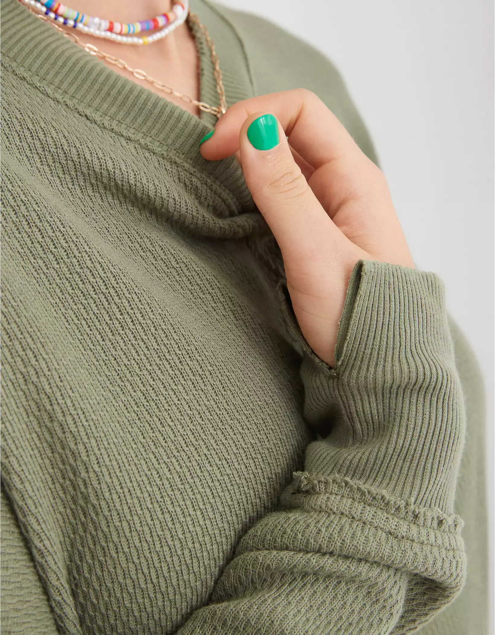 Aerie The Happiest Textured Oversized Crew Sweatshirt | Aerie