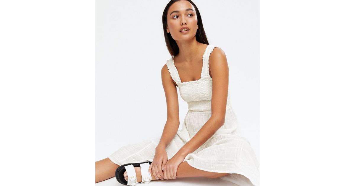 Off White Square Neck Tiered Midi Dress
						
						Add to Saved Items
						Remove from Saved I... | New Look (UK)