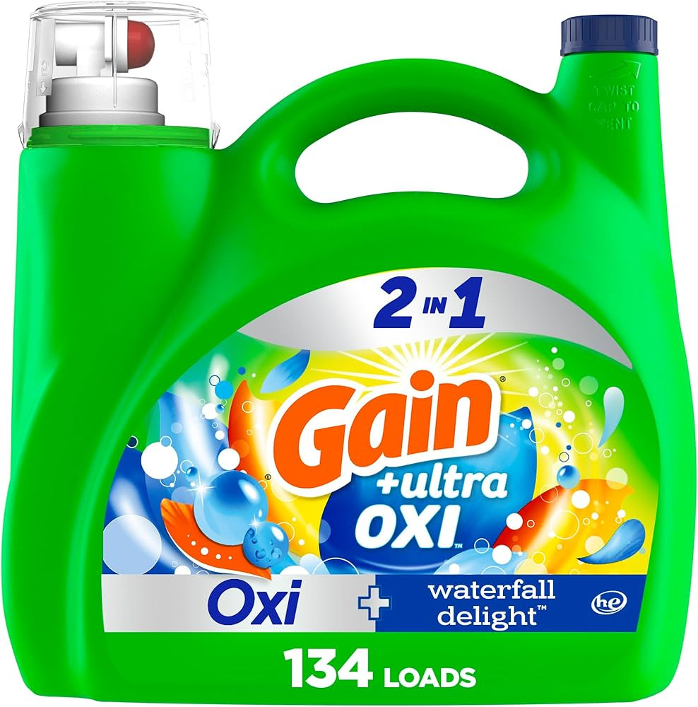 Gain Ultra Oxi Liquid Laundry Detergent, Waterfall Delight Scent, 194 fl oz, 134 Loads, Freshness... | Amazon (US)