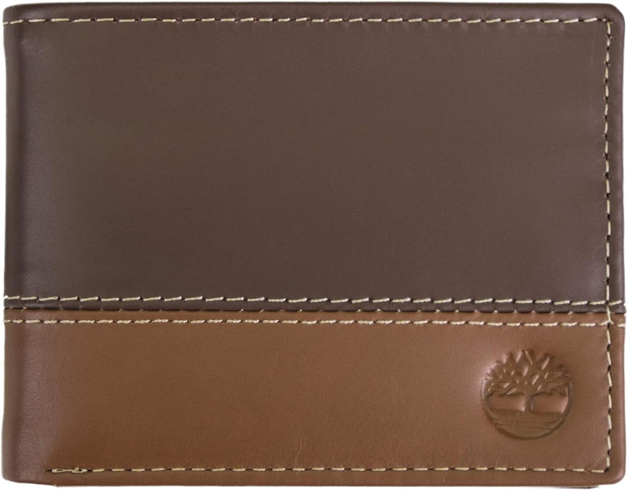 Timberland Men's Leather Passcase Trifold Wallet Hybrid, Brown/Tan, One Size | Amazon (US)