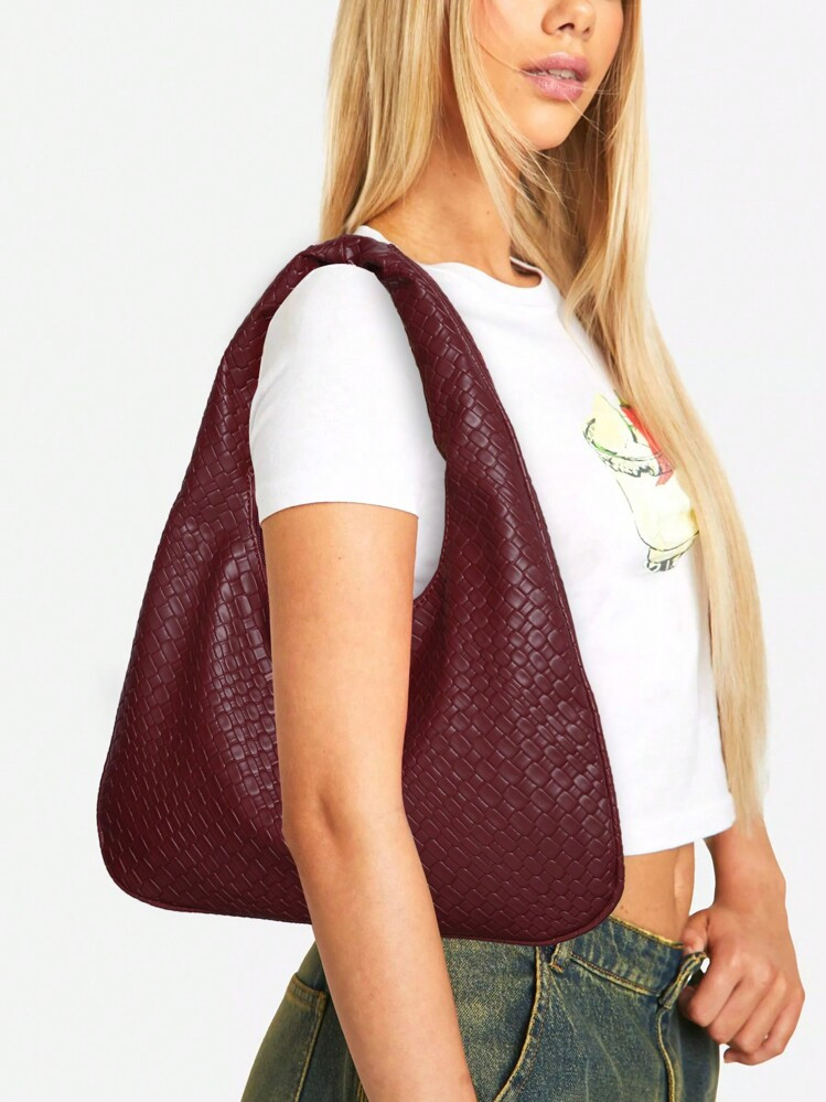 1pc Women Vintage Minimalist Casual Faux Rattan Leather Crossbody/Underarm Bag Suitable For Outin... | SHEIN