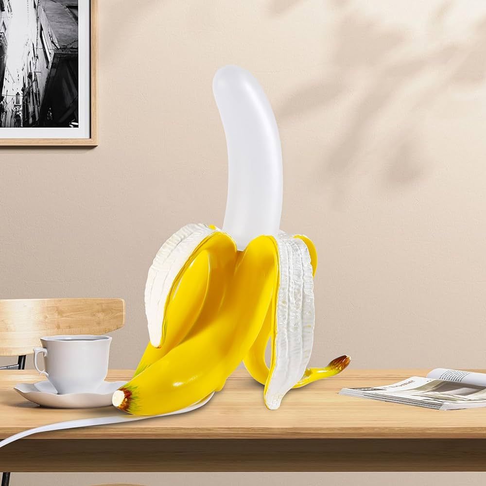 MAYOLA Modern Banana Table Lamp, Desk Lamp,Led Night Light Baking Finish Resin Banana Lighting Fi... | Amazon (US)