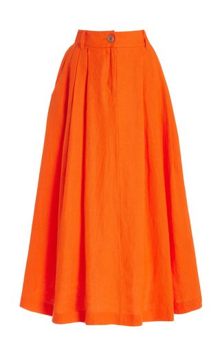 Tulay Pleated Linen-Blend Midi Skirt | Moda Operandi (Global)