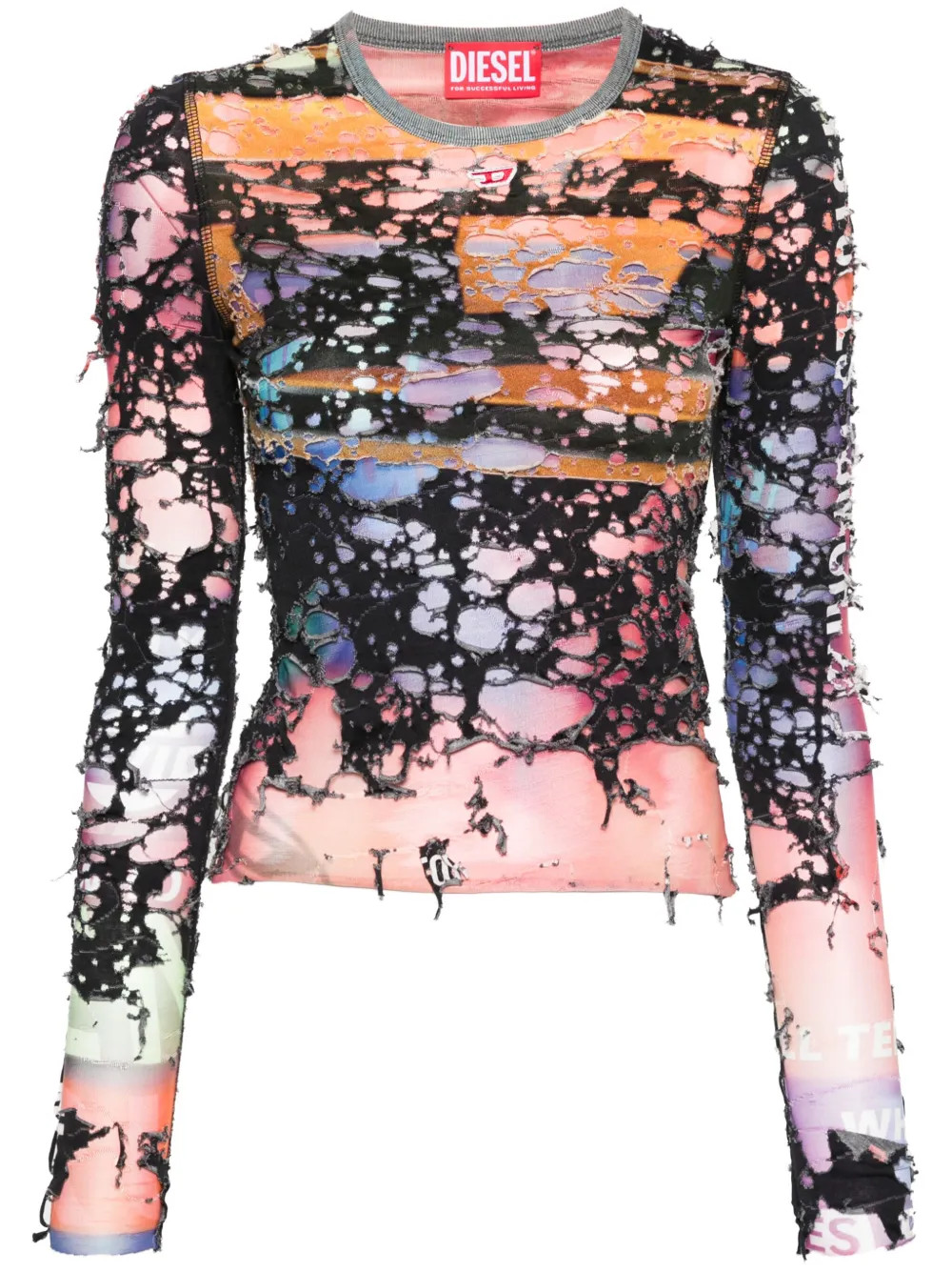 Diesel logo-patch Distressed Top - Farfetch | Farfetch Global