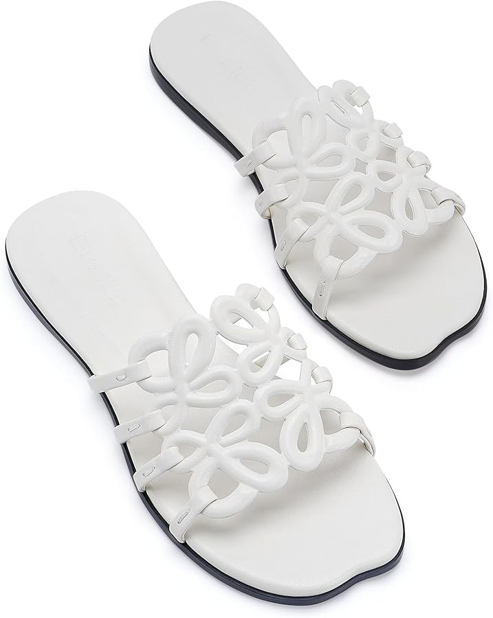 Flat Sandals for Women 2026 Luxury Open Toe Dressy Slip On Sandals Comfortable Slides for Summer | Amazon (US)