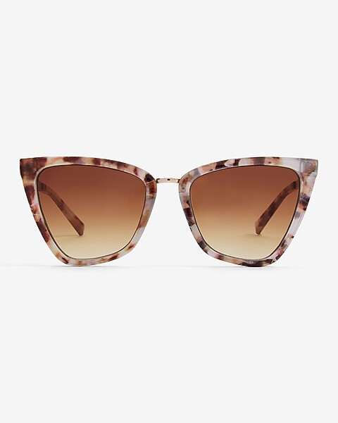Tortoise Pointed Square Frame Sunglasses | Express