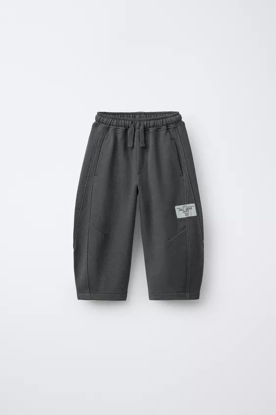 PLUSH BARREL TROUSERS WITH LABEL | Zara UK