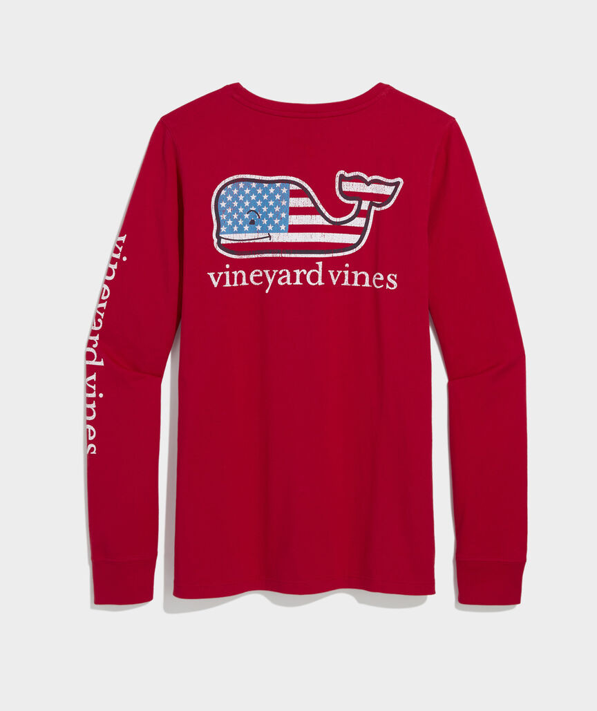 Women's Flag Whale Long-Sleeve Pocket Tee | vineyard vines