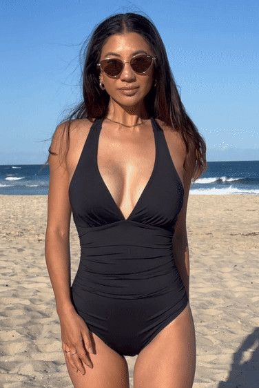 Roaming River V-Neck Halter Top Slim & Sculpt One PieceSlim Sculpt | Cupshe US