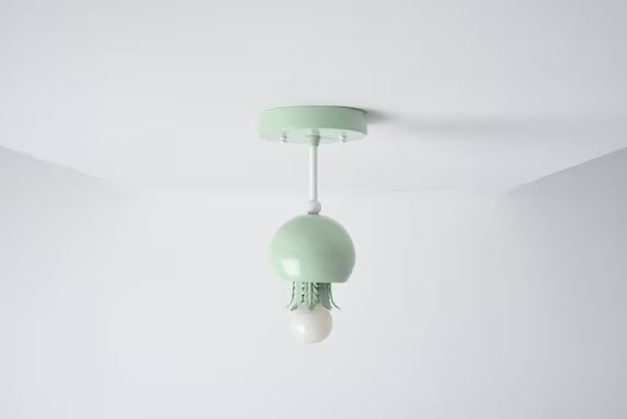 Ceiling Light - Semi Flush - Mint Green - Ceiling Light - Hanging Light - Mid Century Modern - In... | Etsy (US)