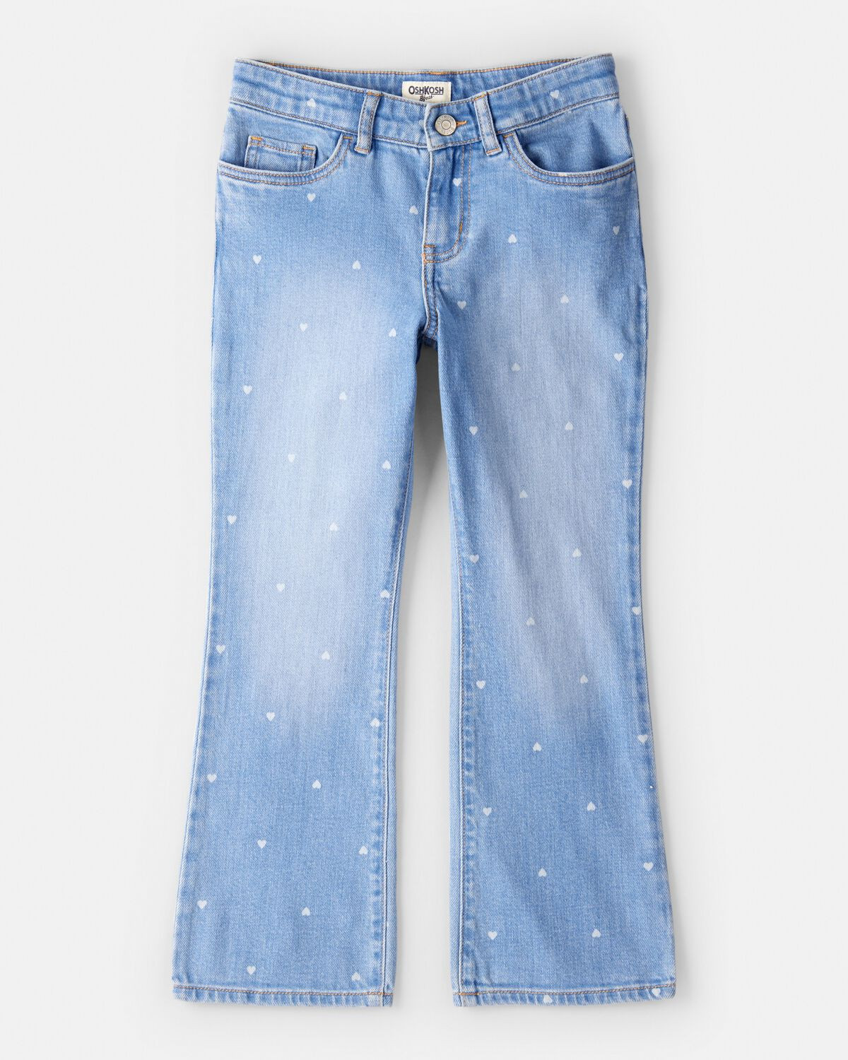Girls Medium Wash Heart Print Flared Jeans | Carter's Inc