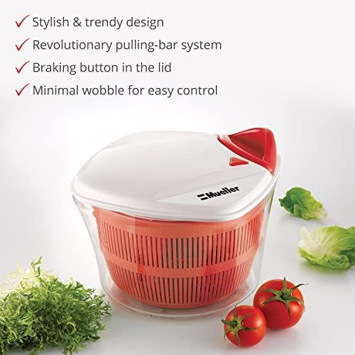 Mueller Large 5L Salad Spinner Vegetable Washer with Bowl, Anti-Wobble Tech, Lockable Colander Ba... | Amazon (US)