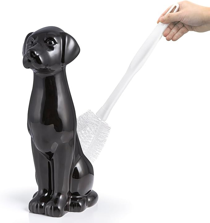 Black Labrador Ceramic Toilet Brush Holder with Plastic Brush Set by Allure Home Creation | Amazon (US)