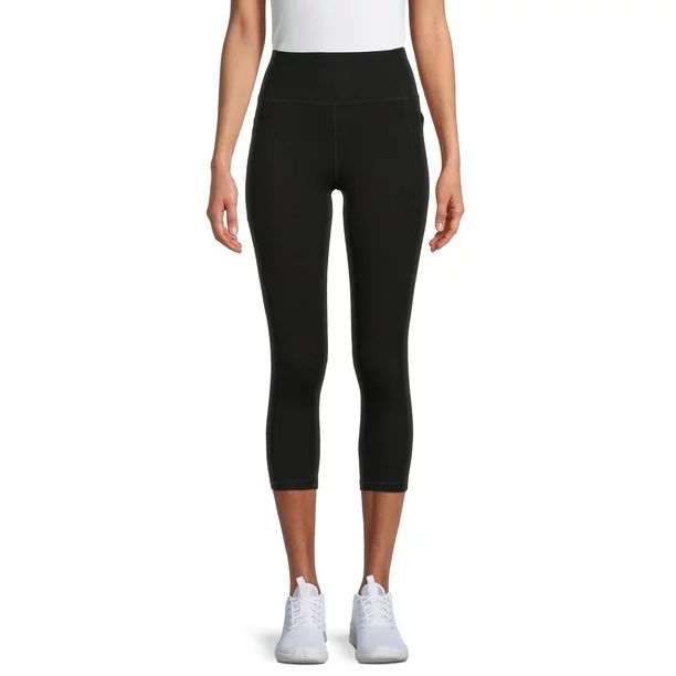 Avia Women’s Stretch Cotton Blend Capri Leggings with Side Pockets - Walmart.com | Walmart (US)