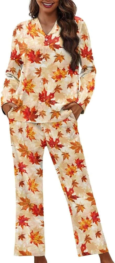 Pajamas for Women Set Long Pants Sleepwear Sets Soft Comfy Night Wear V-Neck Loungewear Cute Paja... | Amazon (US)