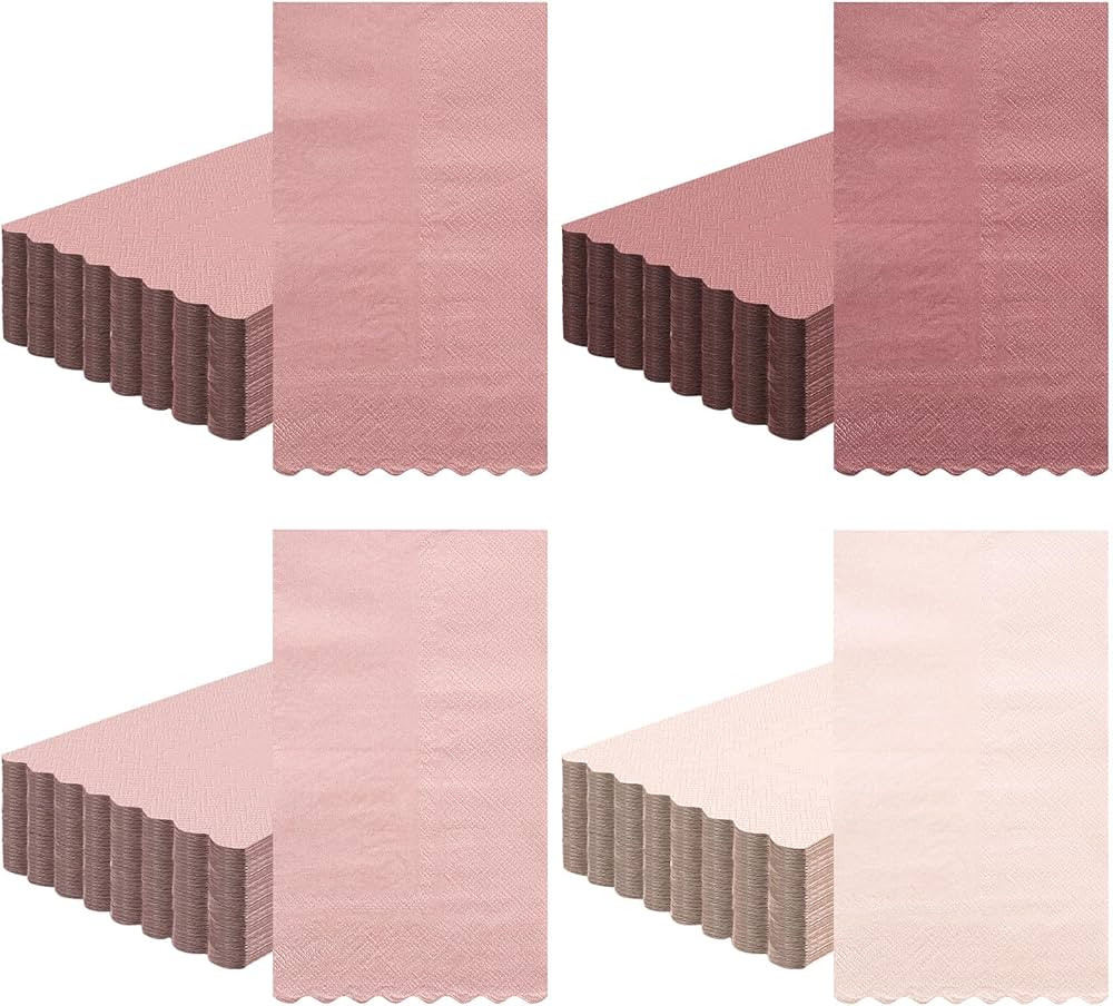 Zhanmai 100 Pack Cocktail Napkins 4.3 x 7.9 Inch Scalloped Napkins Beverage Napkins Gradient Colo... | Amazon (US)