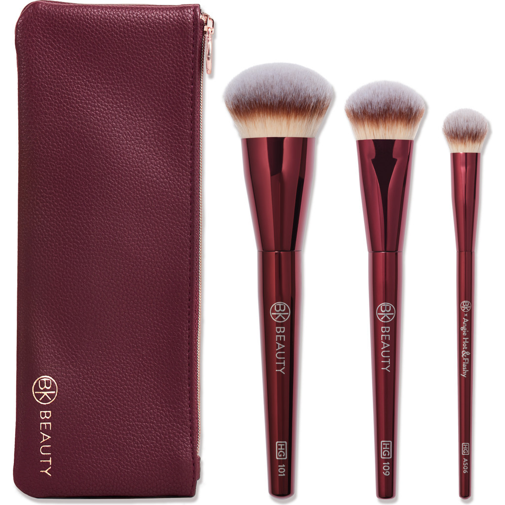 BK Beauty Holy Grail Brush Trio - Signature Series Burgundy Metal Set with Travel Pouch at Nordstrom | Nordstrom
