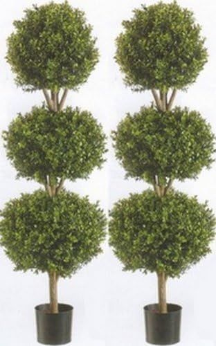 Amazon.com - Two 56 Inch Artificial Boxwood Triple Ball Trees Potted - Artificial Topiaries | Amazon (US)