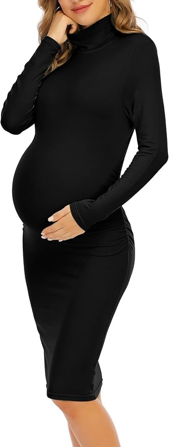 Maternity Dresses for Women Winter Long Sleeve Maternity Bodycon Dress for Baby Shower Maternity ... | Amazon (US)