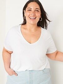 Short-Sleeve Luxe V-Neck T-Shirt for Women | Old Navy (US)