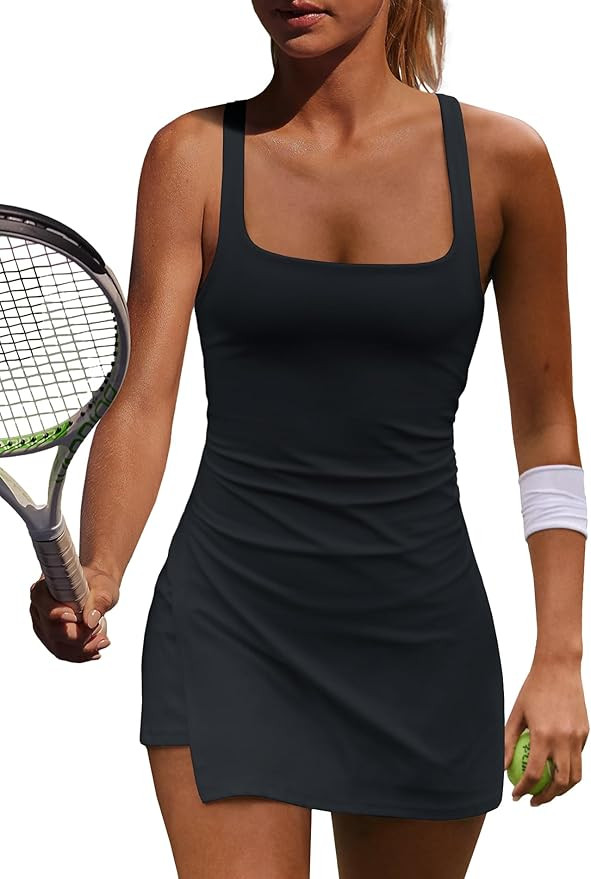 Yanekop Womens Tennis Dress with Built in Shorts Golf Dress Athletic Outfits Yoga Active Workout ... | Amazon (US)