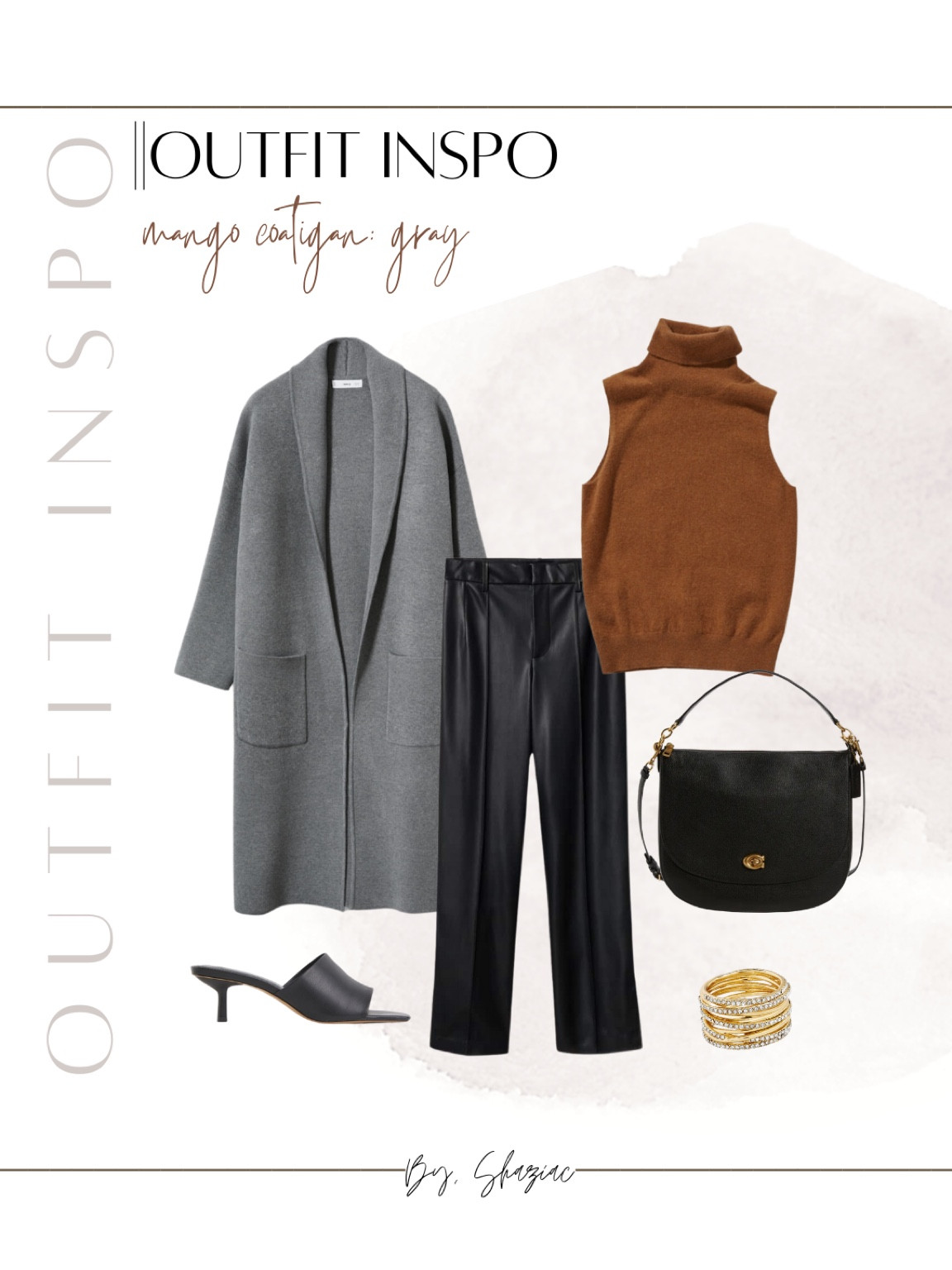 Outfit Inspo- Mango Coatigan in gray.

Coach bag. Kitten heels. Leather pants. Trousers. Turtleneck vest 

#LTKstyletip #LTKworkwear #LTKSeasonal