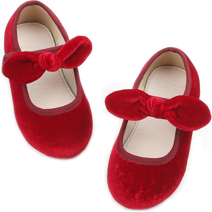 Kiderence Little Toddler Girls Dress Shoes Ballerina Ballet Flats Kids Mary Janes | Amazon (US)