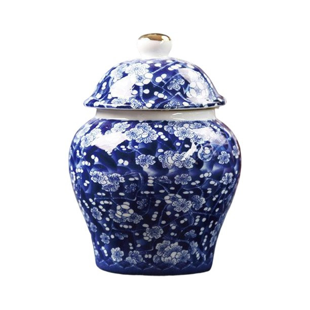 Blue and White Porcelain Ginger Jar with Lid Flower Vase Food Storage Jar Floral Arrangement Cent... | Walmart (US)