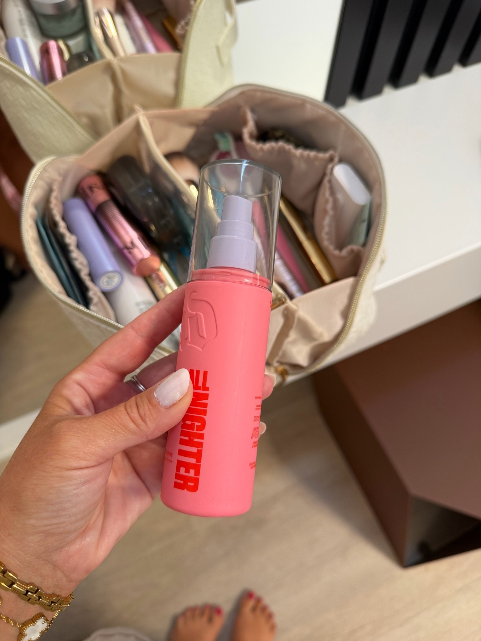 My travel beauty bag essential ✨ This setting spray keeps my makeup looking fresh through long, warm sightseeing days. Linked along with my favorite makeup bag and travel beauty finds.

#LTKBeauty #LTKTravel #LTKselfcare