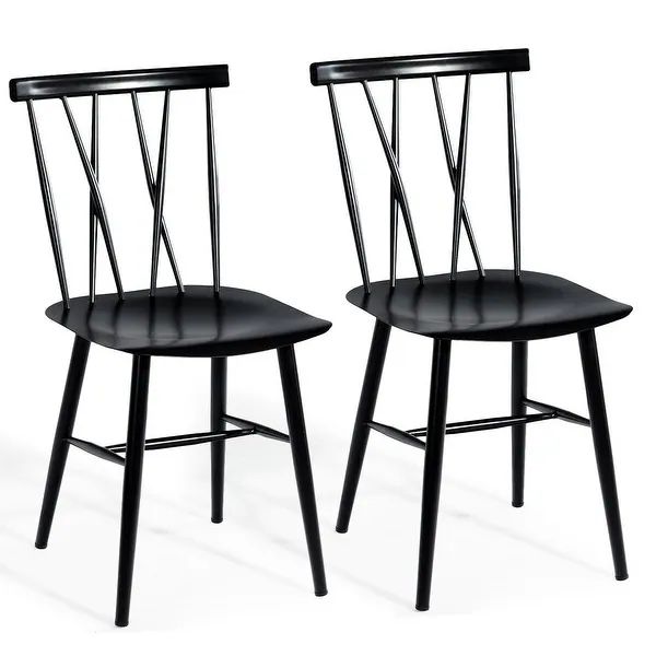 Costway Set of 2 Dining Side Chairs Chairs Armless Cross Back Kitchen | Bed Bath & Beyond