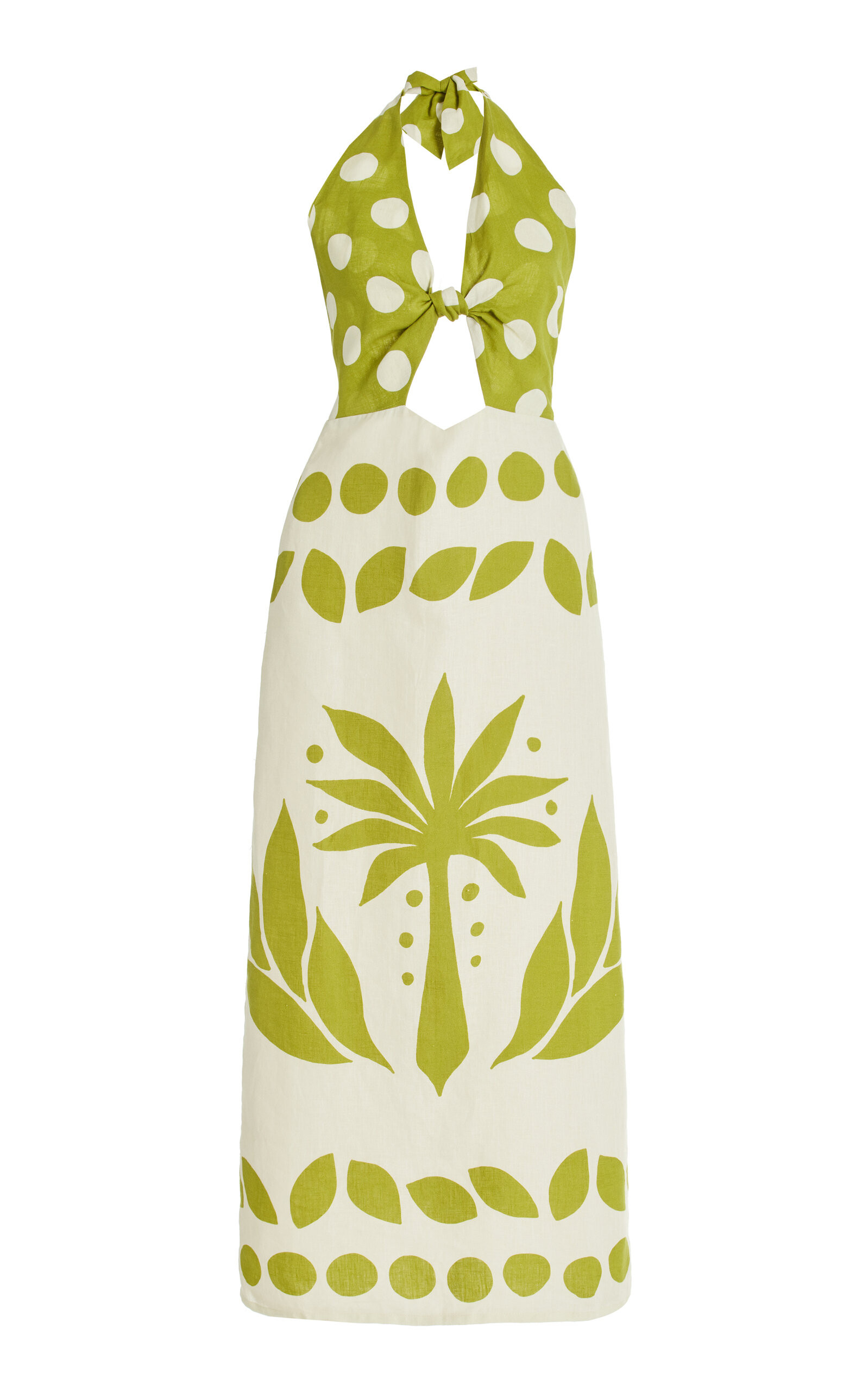 Cala de la Cruz - Women's Eli Halter-Neck Printed Linen Dress - Green - XS - Moda Operandi | Moda Operandi (Global)