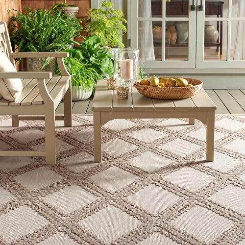 Martha Stewart x SAFAVIEH Outdoor Area Rug Collection - 8' x 10', Beige & Brown, Weather Resistan... | Amazon (US)